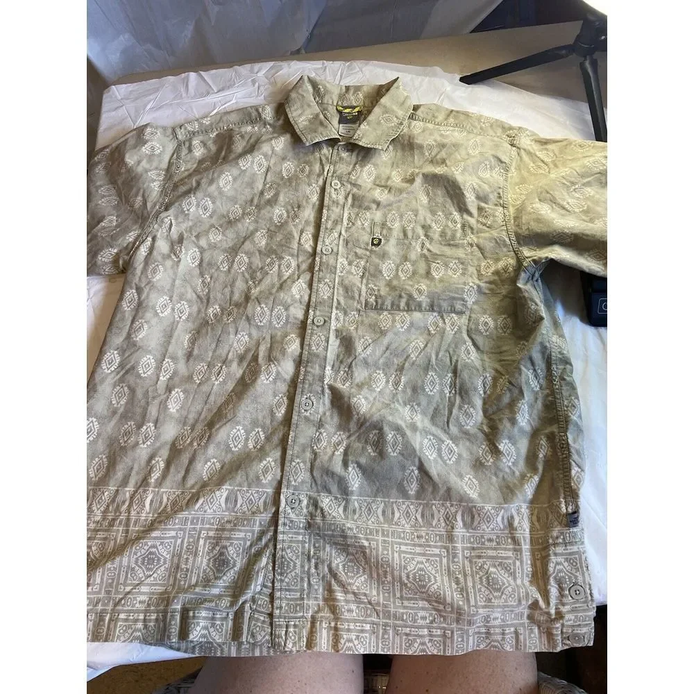 Men's The North Face Tropical Print Short‎ Sleeve Button Down Shirt-Size L